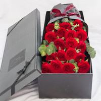 馨仪 七夕情人节鲜花速递 19朵红玫瑰香同城配送上门 19朵红玫瑰礼盒-尤加利