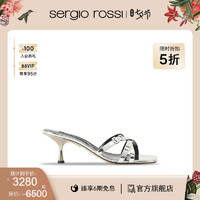 sergio rossi 春夏sr Mini Prince系列镜面高跟拖鞋