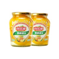 HUANLEJIA 欢乐家 黄桃罐头900gx2瓶 新鲜果肉糖水黄桃水果罐头
