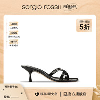 sergio rossi 春夏sr Mini Prince系列漆皮高跟拖鞋