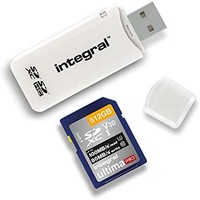 Integral AMINCRSD SD 讀卡器 USB2.0 適用于 SD、SDHC、SDXC 存儲卡、USB 2.0 存儲卡適配器,白色
