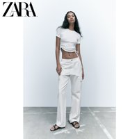 ZARA 新款 女装 白色褶皱装饰罗纹 T 恤 1198101 250