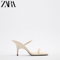 ZARA夏季新品 TRF 女鞋 白色极简风一字带高跟凉鞋 3334010 001