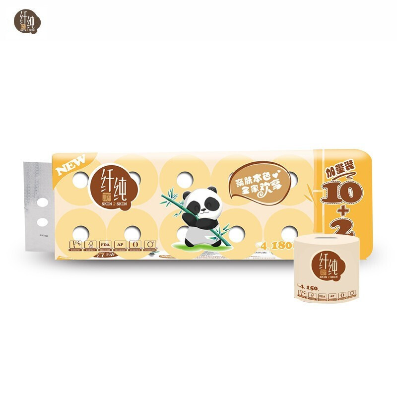 维尔美纤纯卷纸大卷4层150克本色有芯卷纸家用卫生纸6提实惠装手纸 24卷