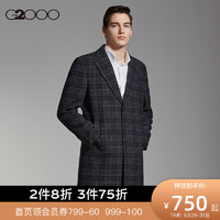 G2000男装 商场同款 经典款 格纹中长款风衣外套男98521566