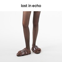 lost in echo 设计师品牌扣带装饰毛毛厚底拖鞋外穿一脚蹬拖鞋女