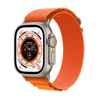 抖音超值購：Apple 蘋果 Watch Ultra 智能手表 49mm GPS+蜂窩網絡款 鈦金屬原色表殼 橙色高山回環式表帶