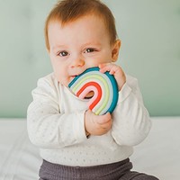 suavinex 苏维妮 硅胶牙胶,适用于婴儿+0个月,灵活,轻便彩虹设计,蓝色