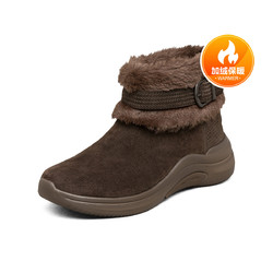 skechers斯凯奇女鞋雪地靴针扣反毛皮舒适出游短筒靴休闲靴子女靴子