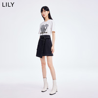LILY2022夏新款女装柔软耐穿撞色印花宽松短袖T恤