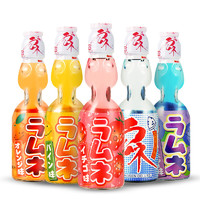 200ml*5瓶装 日本原装进口哈达（HATA）波子汽水弹珠 哈塔碳酸饮料水果味饮品原味草莓蓝莓