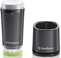 FoodSaver 富鮮 手持式無線食品真空封口機| 帶有充電底座，1個真空容器和10個拉鏈真空袋| VS1199 | 黑色/銀色