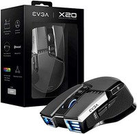 EVGA X20 游戏鼠标，无线，灰色，可定制，16000 Dpi，5 个配置文件，10 个按钮