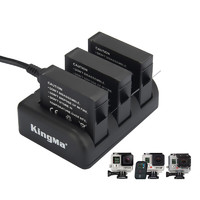 KingMa 劲码 GoPro hero 4电池 GoPro4运动相机电池 三充充电器 GoPro配件 3个电池+1个usb线三充充电器