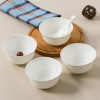 SKYTOP 斯凯绨 陶瓷米饭小碗骨瓷纯白4.5英寸金钟碗10件套装