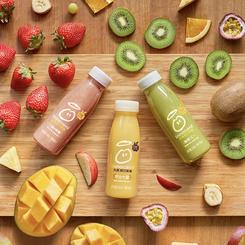 innocent天真 草莓芒果奇异果混合果汁果昔代餐水果饮料250ml x3