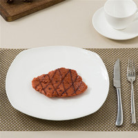 SKYTOP 斯凯绨 陶瓷盘子骨瓷餐具西餐盘大号牛排盘纯白10英寸方形