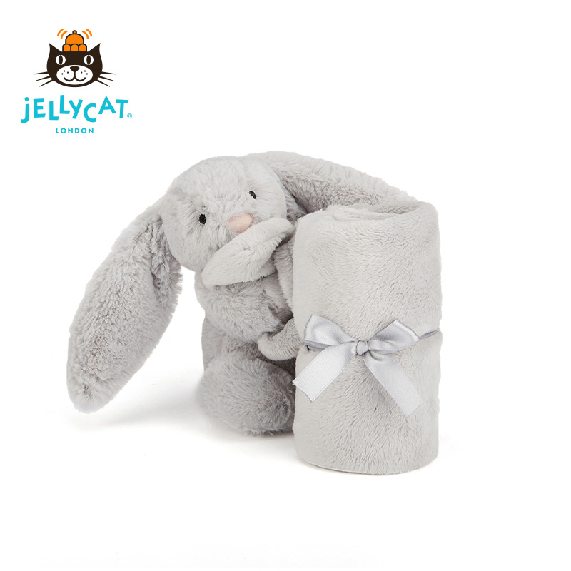 英国jELLYCAT害羞银色邦尼兔安抚毯安抚巾玩偶婴儿可入口