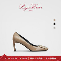 Roger Vivier 罗杰维维亚 2021早春女鞋Trompette经典方扣喇叭跟漆皮单鞋 RVW40015280D1P