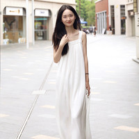 IN1 夏季2022年新款女度假白色吊带连衣裙薄款仙气设计感小众法式长裙