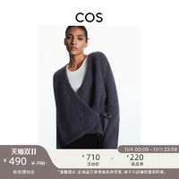 COS 女装 标准版型羊毛混纺不对称开衫藏青色新品1015488003