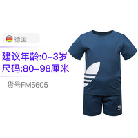 adidas 阿迪達斯 kids阿迪達斯 男嬰童休閑短袖+短褲 套裝 0-3歲 FM5605