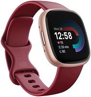 fitbit 中性成 Versa 4床/銅玫瑰智能手表覆盆子紅色/銅玫瑰鋁,均碼