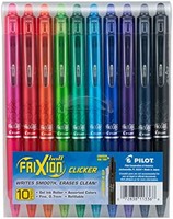 PILOT 百樂 FriXion Clicker 可擦，可填充和可伸縮的中性筆，細點，各色墨水，10支裝（FXC10001F-P）