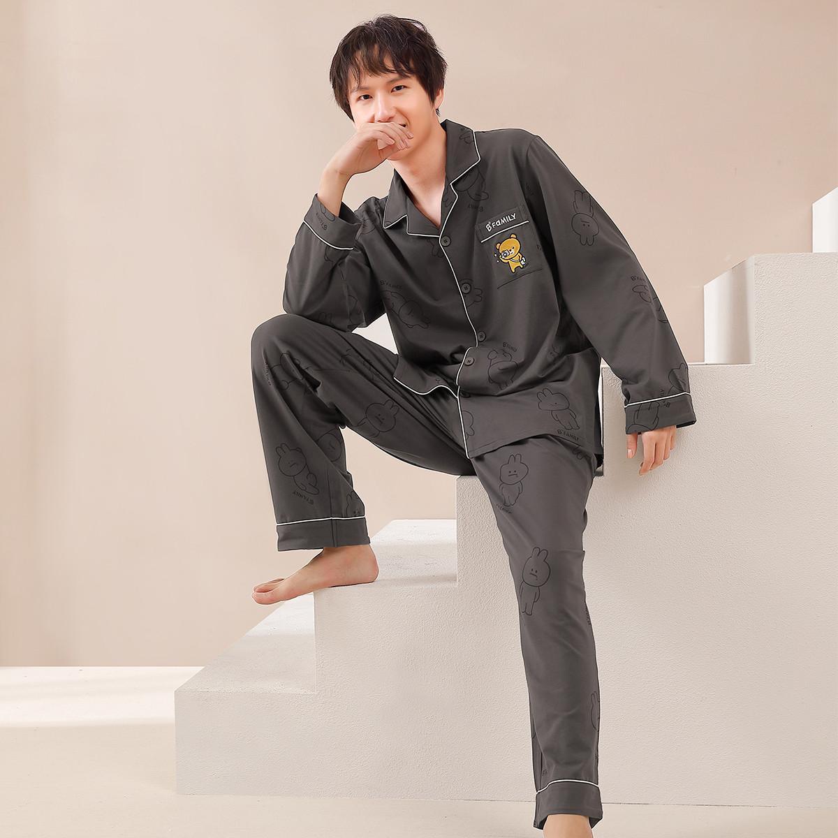 家居服圆领家居服/长袖情侣家居套装内衣女士睡裙/家居服