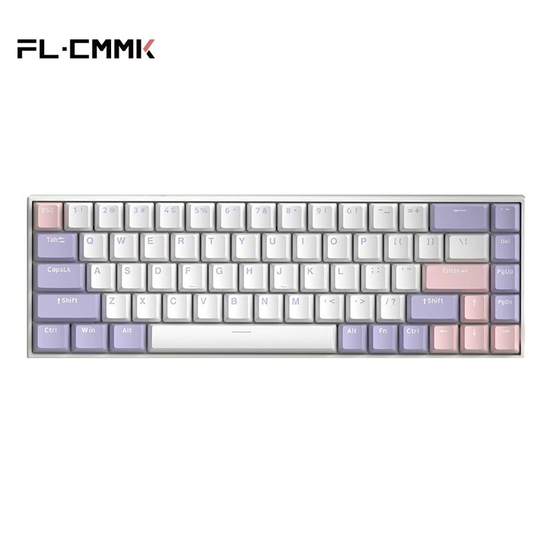腹灵（FLESPORTS） 腹灵F12 68键无线蓝牙键盘机械键盘人体工学舒适办公热拔插家用通用 三模-RGB-芋圆-白轴