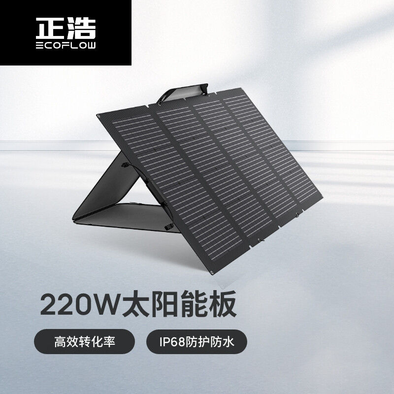 正浩EcoFlow 太阳能电池板220W户外电源太阳能发电板家用户外露营折叠便携充电