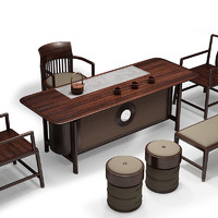 作木坊 新中式乌金木茶桌椅组合实木茶台