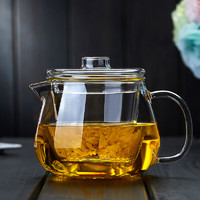 诗米乐 耐热玻璃茶壶一壶二杯泡茶壶主人杯茶水分离办公杯带过滤 600毫升 单壶