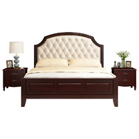 惠美 实木床现代简约1.5米1.8m双人床橡木轻奢软包经济型美式主卧婚床