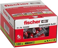 Fischer 555008 DUOPOWER 膨胀螺丝,红色/灰色,8 x 40毫米,100件