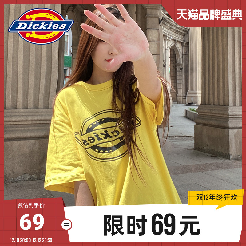 Dickies印花设计感短袖t恤 短修女夏棉女上衣情侣装8920