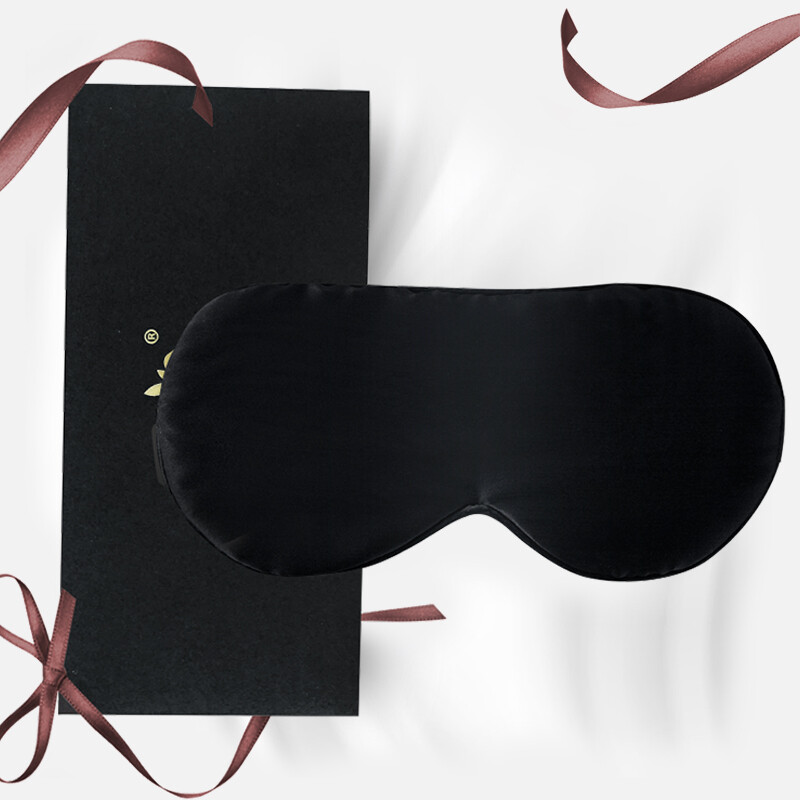 TA 真丝眼罩睡眠遮光可调节透气男女学生睡觉桑蚕丝午睡旅行深邃黑 全身真丝（纯黑）