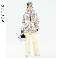 VECTOR 滑雪服女单板装备加厚保暖防水滑雪衣雪裤套装滑雪大pro范 童年漫想+黄裤子M