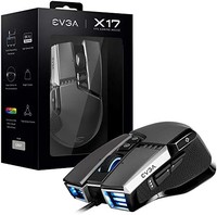 EVGA X17 游戏鼠标，有线，灰色，可定制，16,000 DPI，5 个配置文件，10 个按钮，人体工学 903-W1-17GR-KR