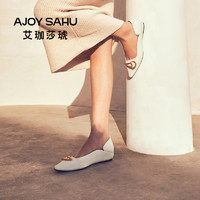 AJOY SAHU 系列/博主同款 单鞋女真皮平跟鞋新款平底拖鞋脚蹬尖头