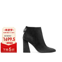 STUART WEITZMAN 斯图尔特韦茨曼SW女士黑色短靴 Grandiose Black Suede 38.5