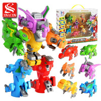 xinlexin 新年礼物恐龙男孩玩具变形合体机器人 小恐龙六合一套装