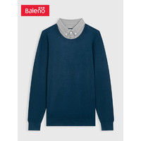 班尼路（Baleno）秋冬新款净色polo领时尚假两件百搭个性毛衫男 R00 S XL 00B