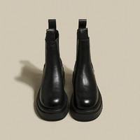 高蒂 马丁靴2022秋冬新款厚底黑色短筒马丁短靴烟筒靴