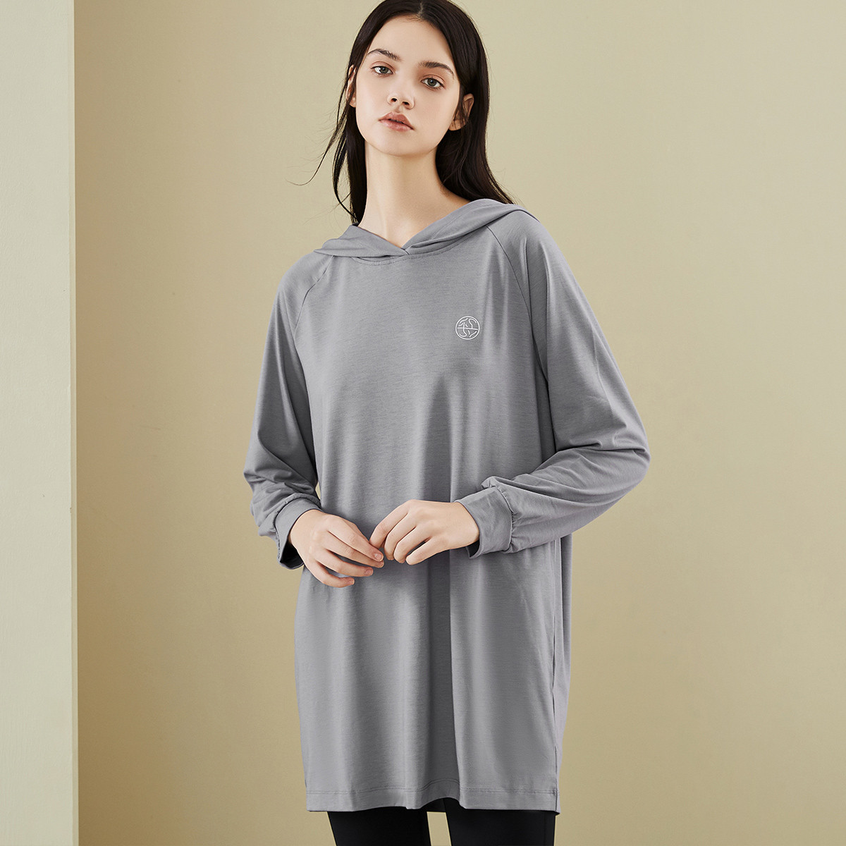 爱慕集团-HUXI秋空调套头卫衣长袖睡裙家居服睡衣女