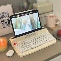 安尚（ACTTO） 复古式打字机ipad平板蓝牙键盘无线机械手感电脑办公用外接手机通用圆形朋克 84键B303奶黄