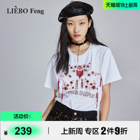 LIEBO 裂帛 Feng2022年夏设计师立体花朵刺绣国风白色宽松短袖T恤女