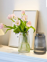 BOMAROLAN 堡瑪羅蘭 ins風條紋透明花瓶客廳房陽臺間桌面辦公桌插花花藝養花玻璃花瓶