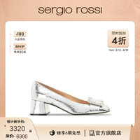 sergio rossi 女鞋22春夏sr Prince系列钻扣方头高跟鞋