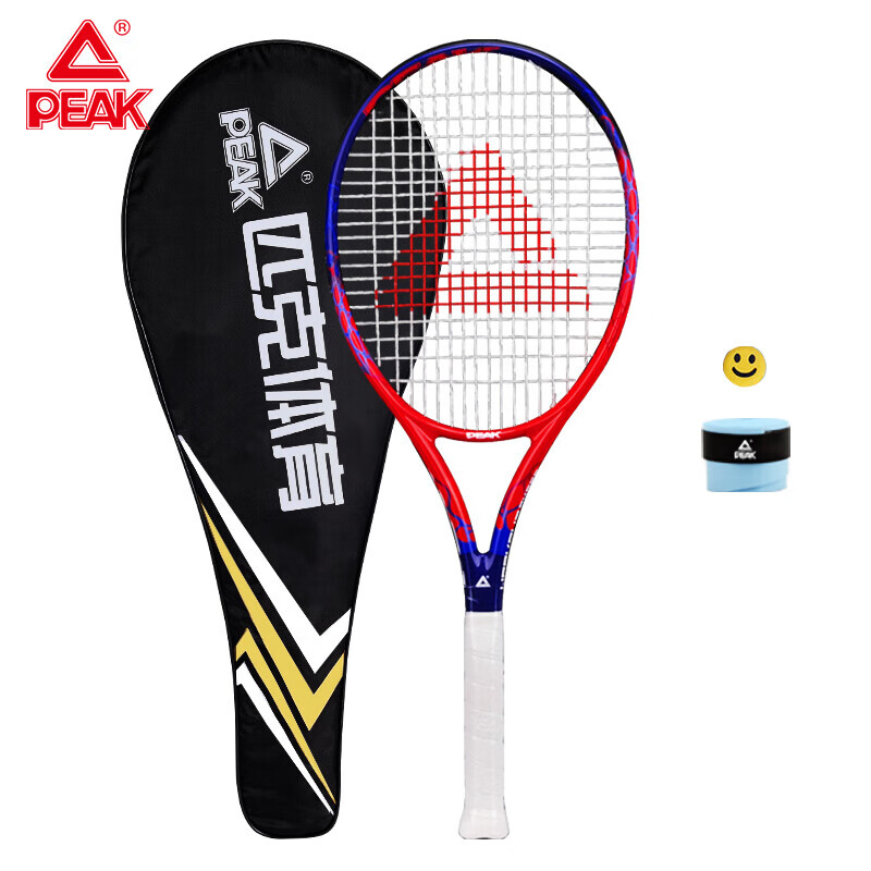 PEAK 匹克 全碳素网球拍单拍男女款 PK-666 红/蓝 含拍包 手胶 避震器